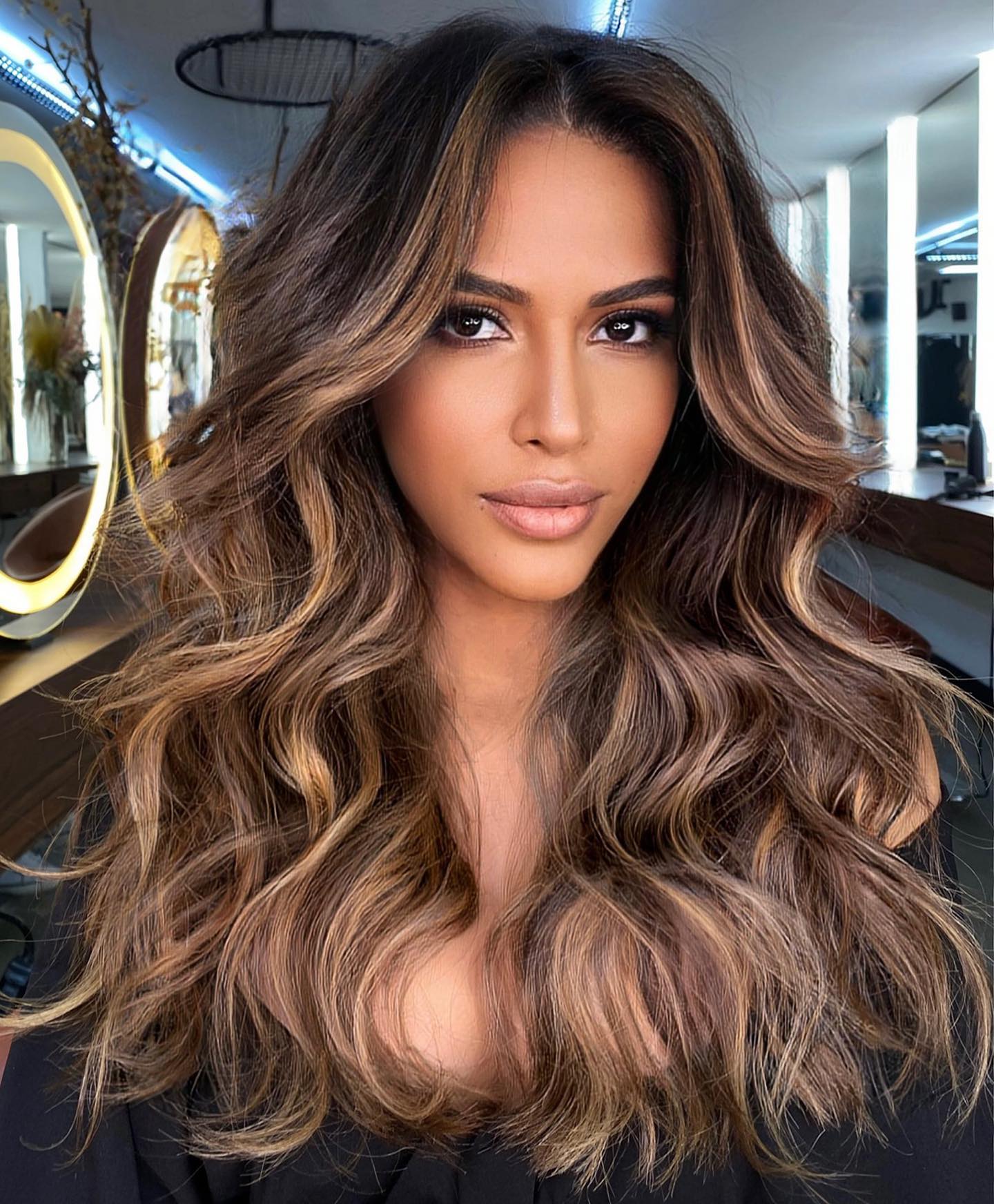 Long Brunette Hair with Caramel Facial Framing